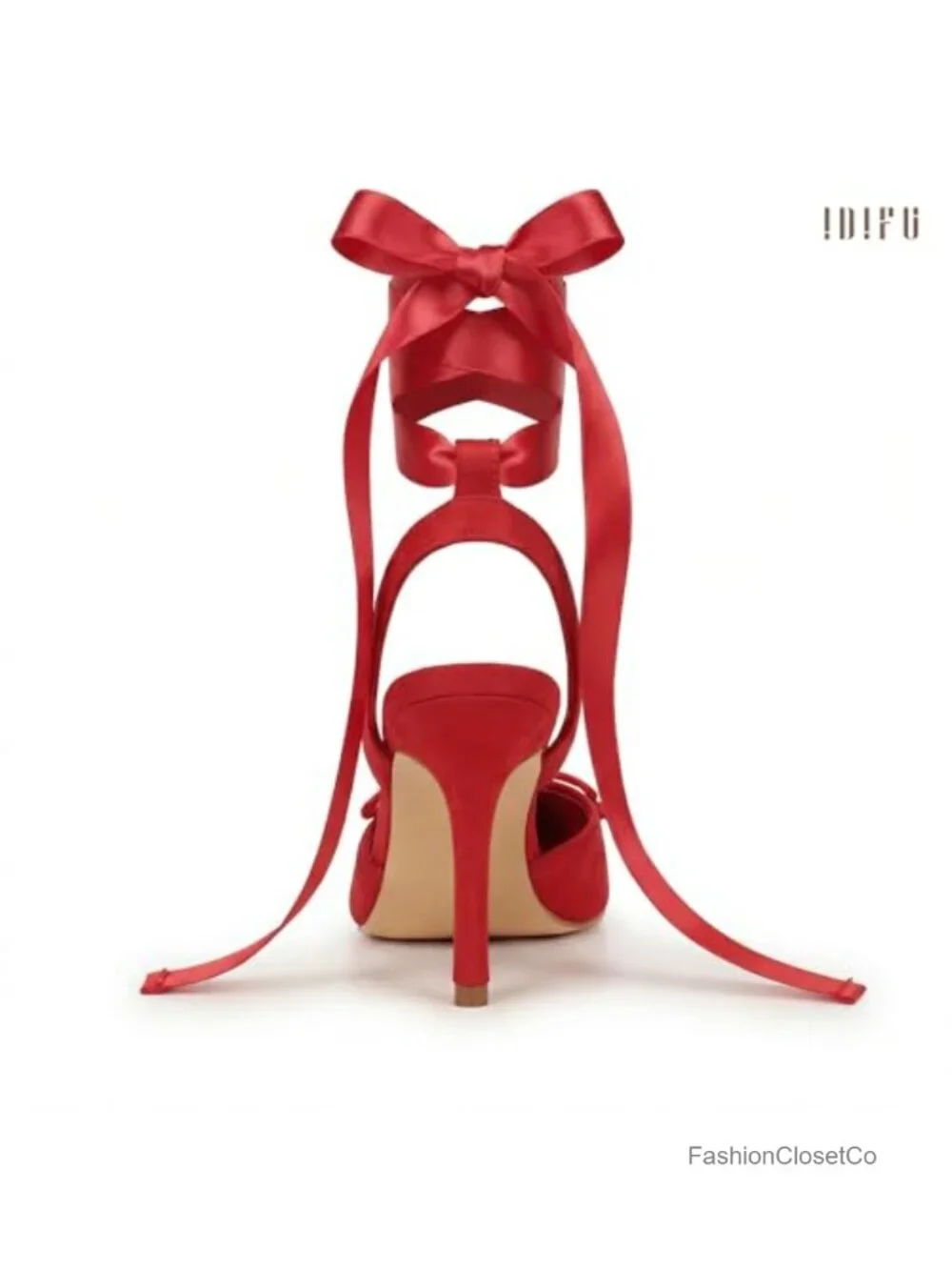 Ballet Heels Stiletto Pumps Women Square Toe Lace Up Bow Slingback Suede 4 Inch